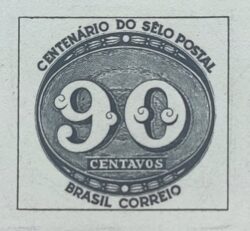 C 182 Selo Centenario do Selo Postal Olho de Boi 90 Reis 1943