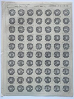 C 182 Selo Centenario do Selo Postal Olho de Boi 90 Reis 1943 Folha 2