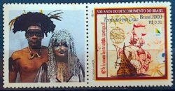 C 2254 Selo Personalizado Descobrimento do Brasil Indio Navio Nau Portugal Mulher 2000