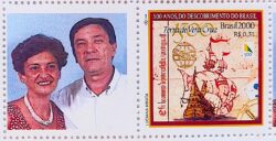 C 2254 Selo Personalizado Descobrimento do Brasil Navio Nau Portugal Casal 2000