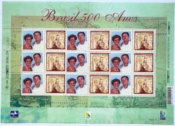 C 2254 Selo Personalizado Descobrimento do Brasil Navio Nau Portugal Casal 2000 Folha