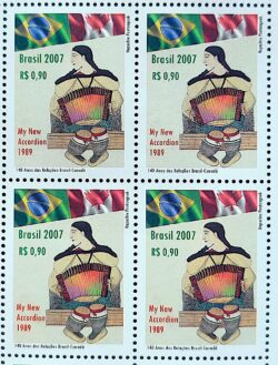 C 2694 Selo Relações Diplomaticas Brasil Canada Gaita Acordeao Sanfona Musica 2007 Quadra
