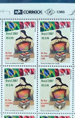 C 2694 Selo Relações Diplomaticas Brasil Canada Gaita Acordeao Sanfona Musica 2007 Quadra Vinheta Correios