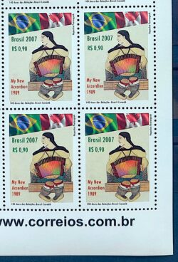 C 2694 Selo Relações Diplomaticas Brasil Canada Gaita Acordeao Sanfona Musica 2007 Quadra Vinheta Site