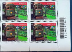 C 2699 Selo Transportes Ferroviários Trem Locomotiva Bonde 2007 Quadra Codigo de Barras