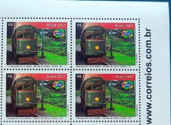 C 2699 Selo Transportes Ferroviários Trem Locomotiva Bonde 2007 Quadra Vinheta Site