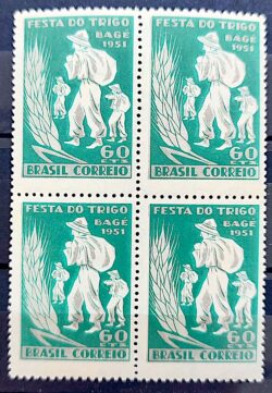 C 272 Selo Campanha Nacional do Trigo Gastronomia Economia 1951 Quadra