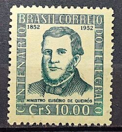 C 280 Selo Centenario do Telegrafo Eletrico no Brasil Eusebio de Queiros Comunicacao 1952
