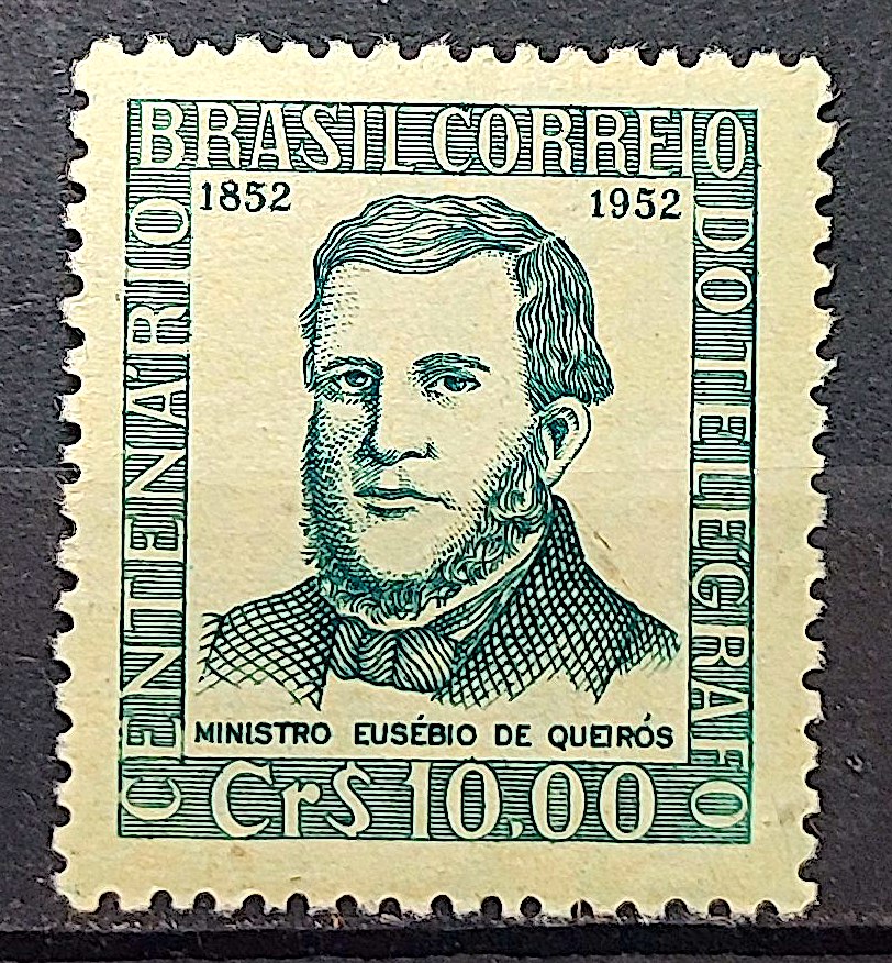 C 280 Selo Centenario do Telegrafo Eletrico no Brasil Eusebio de Queiros Comunicacao 1952