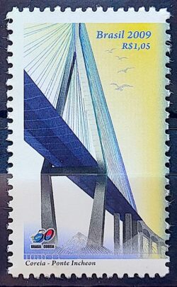 C 2920 Selo Relacoes Diplomaticas Coreia do Sul Arquitetura 2009 Ponte Incheon