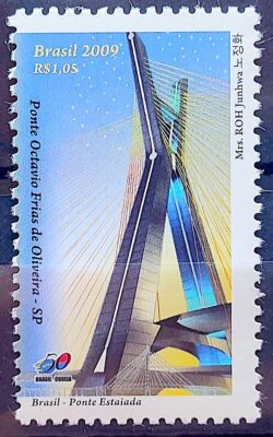 C 2921 Selo Relacoes Diplomaticas Coreia do Sul Arquitetura 2009 Ponte Estaiada