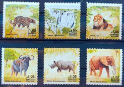 C 3053 Selo Relacoes Diplomaticas Zambia Fauna Leao Elefante Felino Leopardo Rinoceronte Africa 2010 Serie Completa Separados