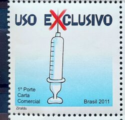 C 3160 Selo Campanha de Prevencao da AIDS Saude 2011 Seringa