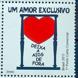 C 3163 Selo Campanha de Prevencao da AIDS Saude 2011 Corcao