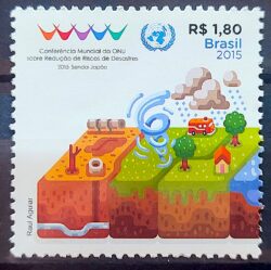 C 3417 Selo Reducao de Riscos de Desastres Sendai Japao 2015 Bombeiro