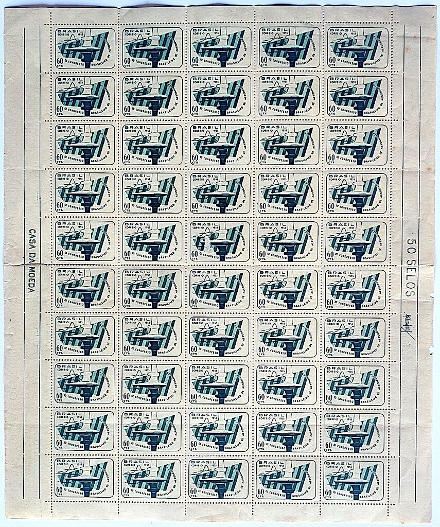 C 359 Selo Congresso Brasileiro de Aeronautica Aviao Militar 1955 Folha 2