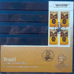 C 4057 Selo Bicentenario da Independencia Dom Pedro Portugal 2022 Quadra CBC DF Vinheta