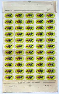 C 600 Selo Centenario do Jockey Club Cavalo Hipismo 1968 Folha