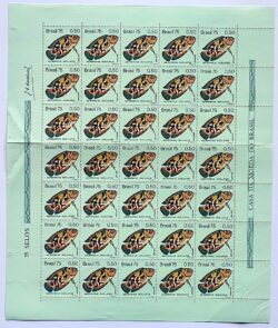 C 887 Selo Peixes de Agua Doce Apaiari 1975 Folha