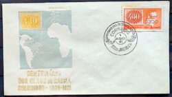 Envelope FDC 1961 Centenario Olhos de Cabra Coloridos Mapa CBC GB