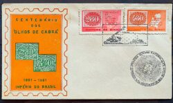 Envelope FDC 1961 Centenario Olhos de Cabra Coloridos Mapa CBC SP