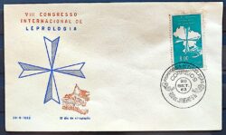 Envelope FDC 1963 Congresso Internacional de Leprologia Saude Mapa CBC GB