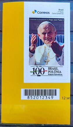 PB 188 Selo Personalizado Papa Joao Paulo II Religiao 2020 Codigo de Barras