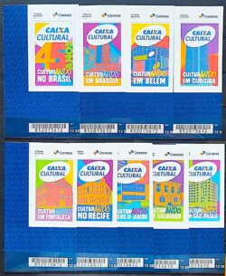 SI 100 Selo Institucional 45 Anos Caixa Cultural Banco 2025 Serie Completa Codigo de Barras