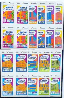 SI 100 Selo Institucional 45 Anos Caixa Cultural Banco 2025 Serie Completa Quadra