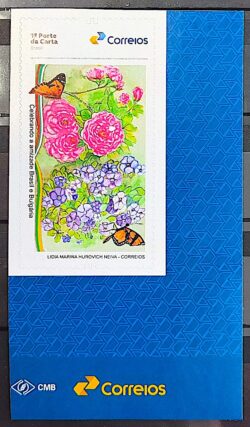 SI 110 Selo Institucional Relacoes Diplomaticas Brasil Bulgaria Flora Fauna Borboleta 2025 Vinheta Correios