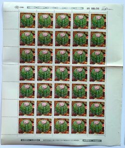C 1351 Selo Flora Cacto 1983 Folha Serie Completa