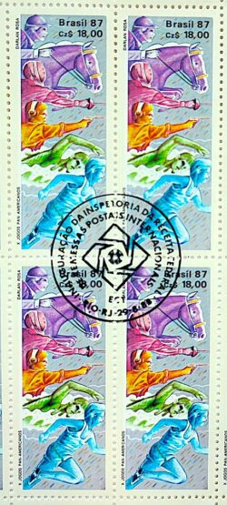 C 1548 Selo Jogos Panamericanos Estados Unidos Cavalo Natacao 1987 Quadra CBC