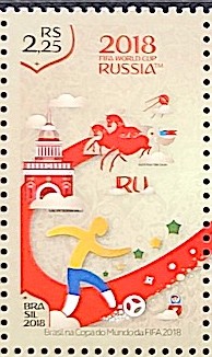C 3755 Selo Brasil na Copa do Mundo da Fifa Futebol Russia 2018 Cavalo Satelite