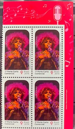 C 3833 Selo Mulheres Brasileiras Elza Soares Musica 2019 Quadra Vinheta Microfone