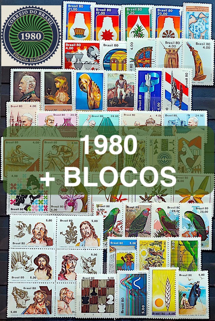 Colecao Anual de Selos do Brasil 1980 Comemorativos e Blocos