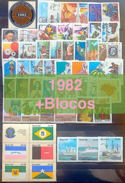 Colecao Anual de Selos do Brasil 1982 Comemorativos e Blocos