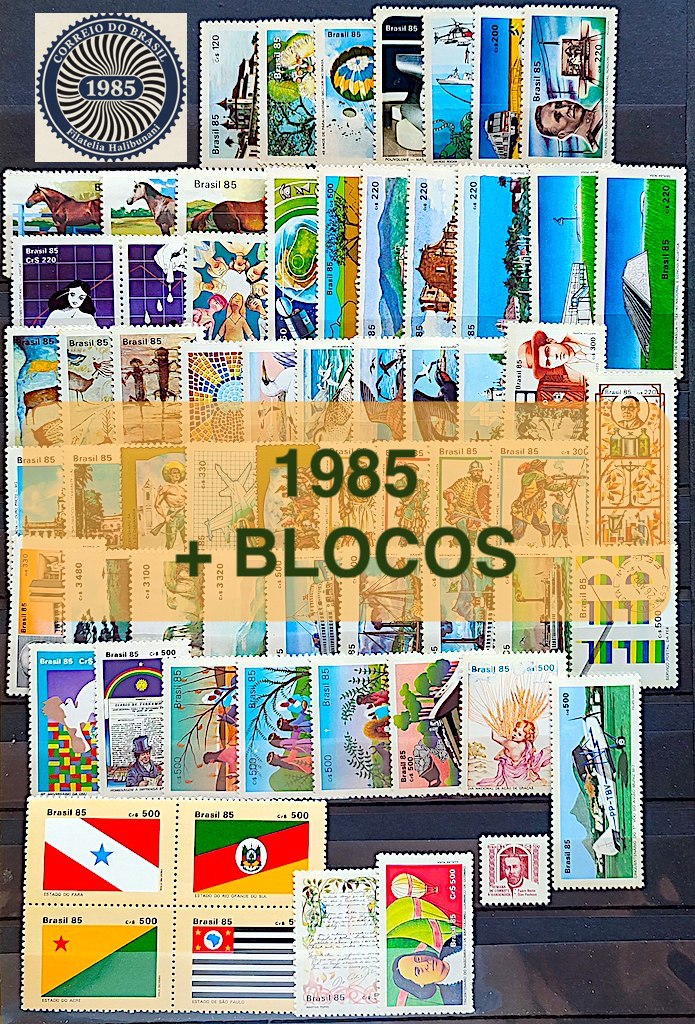 Colecao Anual de Selos do Brasil 1985 Comemorativos e Blocos