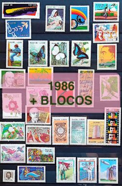 Colecao Anual de Selos do Brasil 1986 Comemorativos e Blocos