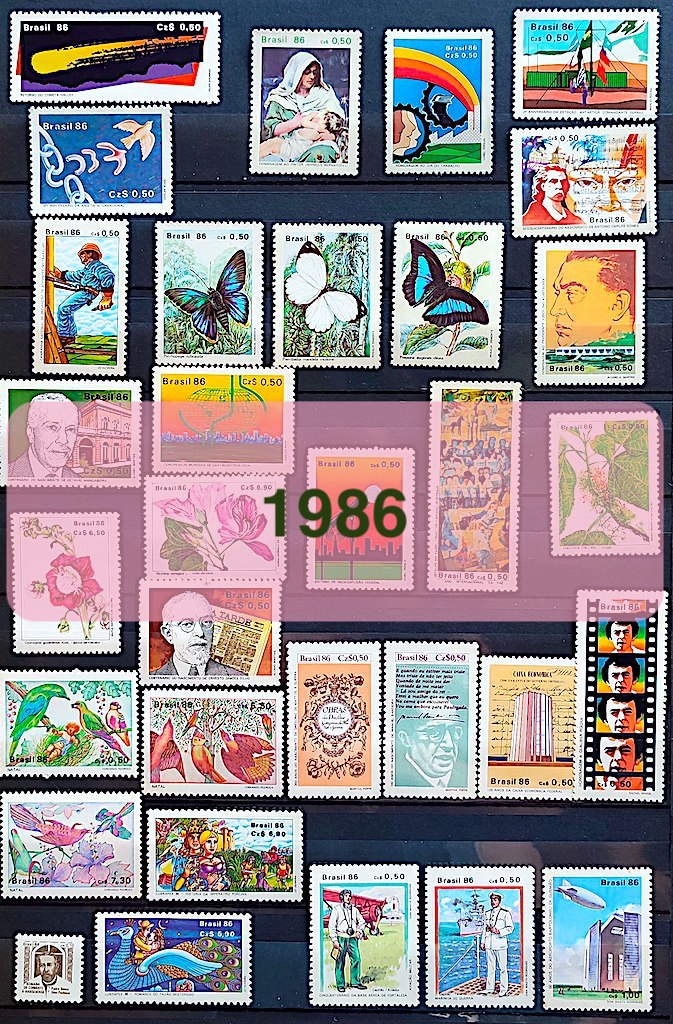 Colecao Anual de Selos do Brasil 1986 Comemorativos