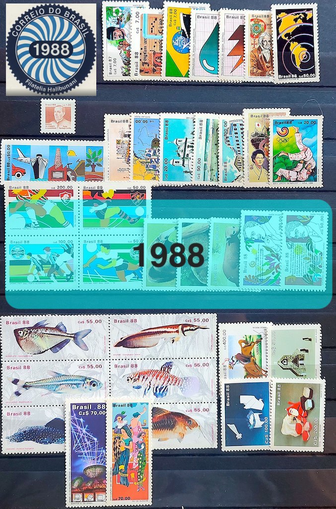 Colecao Anual de Selos do Brasil 1988 Comemorativos