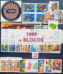 Colecao Anual de Selos do Brasil 1989 Comemorativos e Blocos