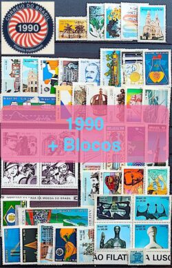 Colecao Anual de Selos do Brasil 1990 Comemorativos e Blocos