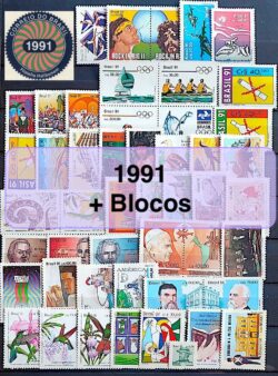Colecao Anual de Selos do Brasil 1991 Comemorativos e Blocos