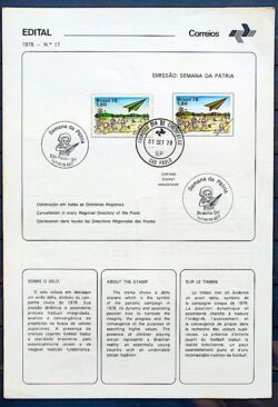 Edital 1978 17 Semana da Patria Aviao Crianca Com Selo CBC e CPD SP 1