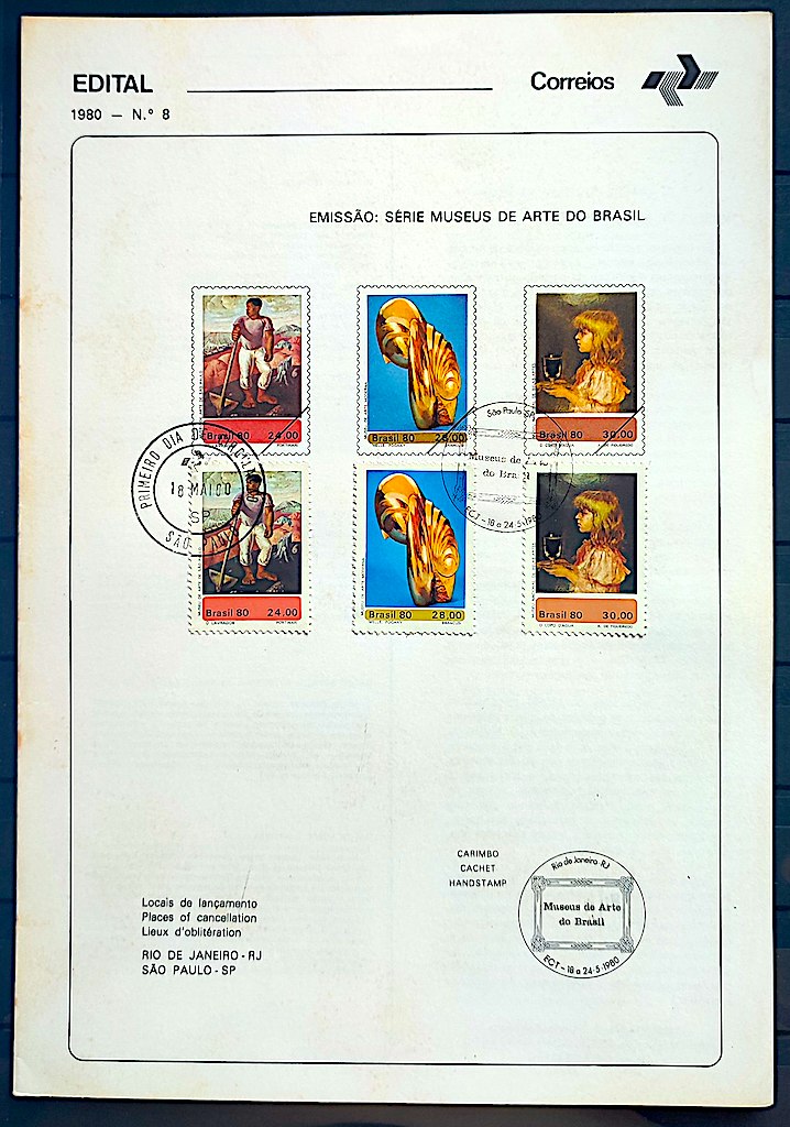 Edital 1980 08 Museus Arte Brasil Pintura Com Selo CPD e CBC SP 01
