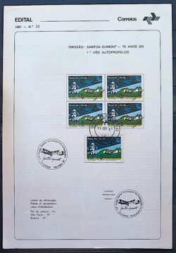 Edital 1981 23 Santos Dumont Aviao Aviacao Com Selo CBC CPD SP