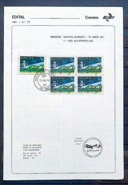 Edital 1981 23 Santos Dumont Aviao Aviacao Com Selo CPD SP