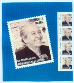 SI 111 Selo Institucional Prêmio Nobel de Literatura de Gabriela Mistral Chile 2025 Porta-Retrato