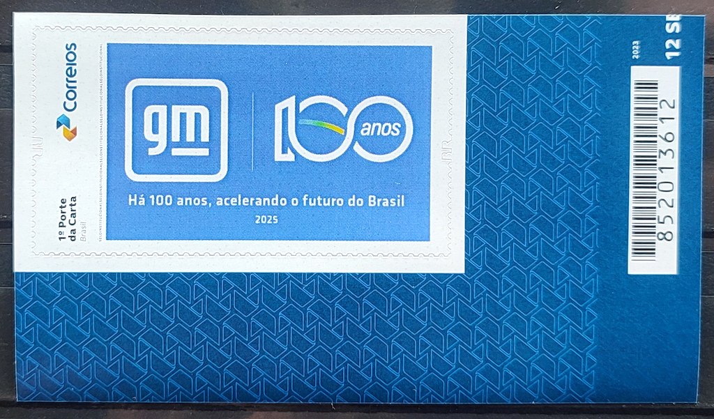 SI 115 Selo Institucional Centenario General Motors Brasil Carro Economia 2025 Codigo Barras