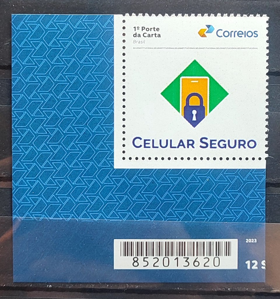 SI 114 Selo Institucional Celular Seguro Comunicacao Seguranca 2025 Codigo Barras